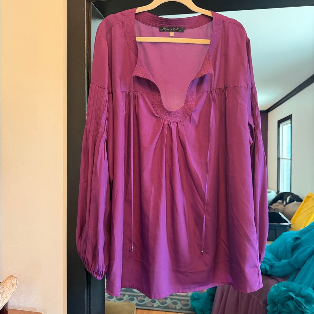 Rebecca Taylor Magenta Peasant Tunic Top